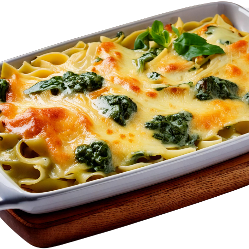 Nudel-Spinat-Gratin